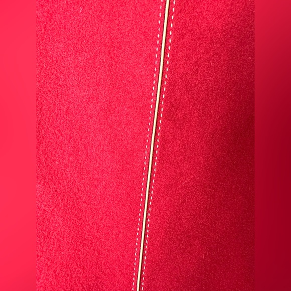 Vintage J.CREW A-Line Skirt Wool Blends Red Maroon Tan Piping Stitching Pockets - Picture 3 of 12